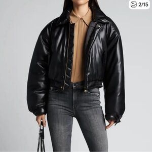Nanushka Black Faux-Leather Puffer Jacket - Women's